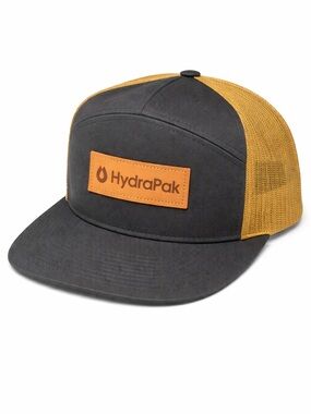 HydraPak Trucker Hat Snapback Black Tan Mesh Patch Logo Adjustable Cap